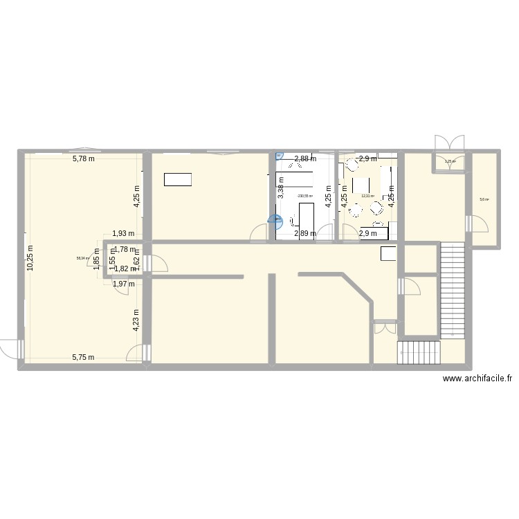 CRFP avant modif. Plan de 5 pièces et 90 m2