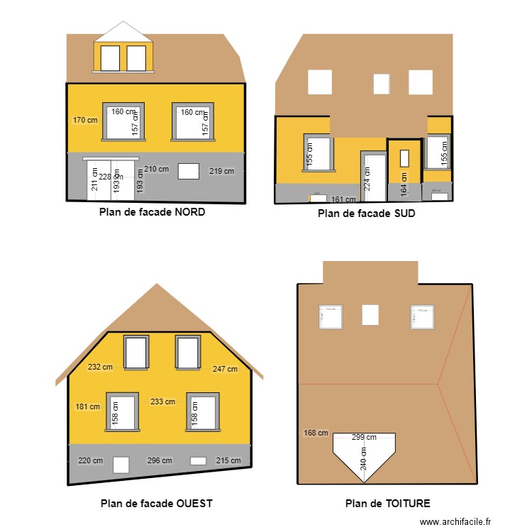 Plan de facade PROJETE 0424. Plan de 8 pièces et 219 m2