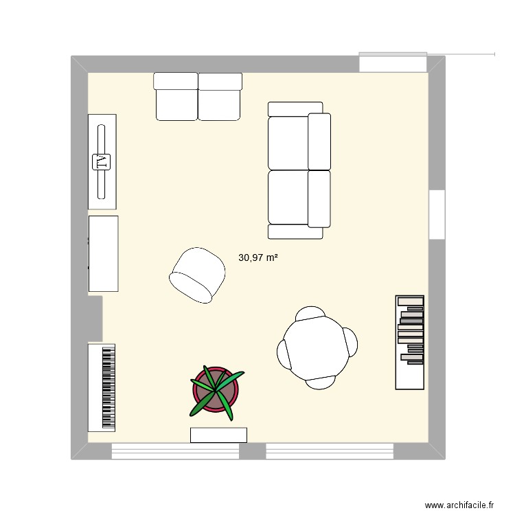SalonGE2. Plan de 1 pièce et 31 m2