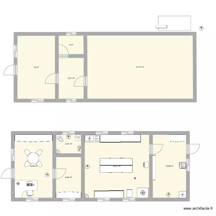 laboratoire de transformation. Plan de 9  et 130 m²
