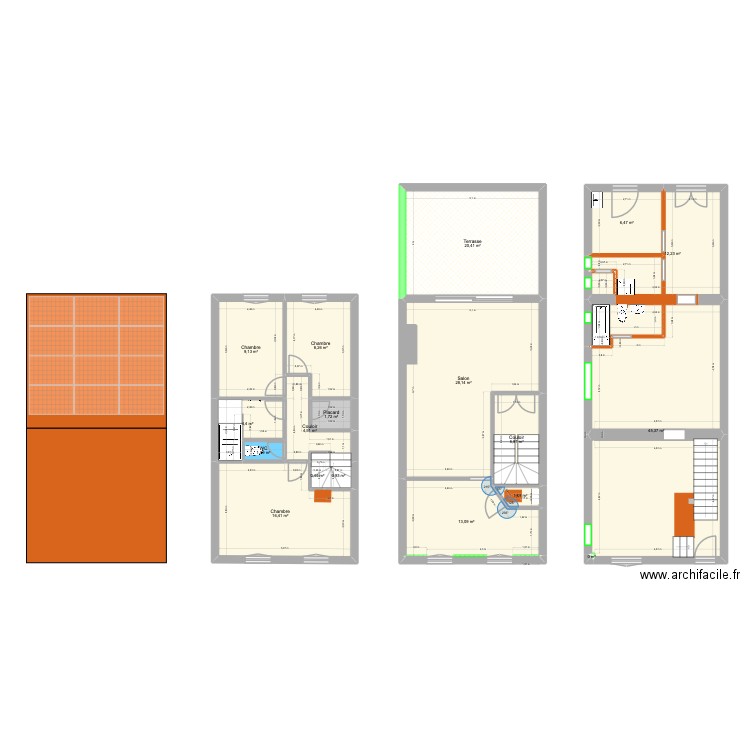 Maran 2. Plan de 18 pièces et 180 m2