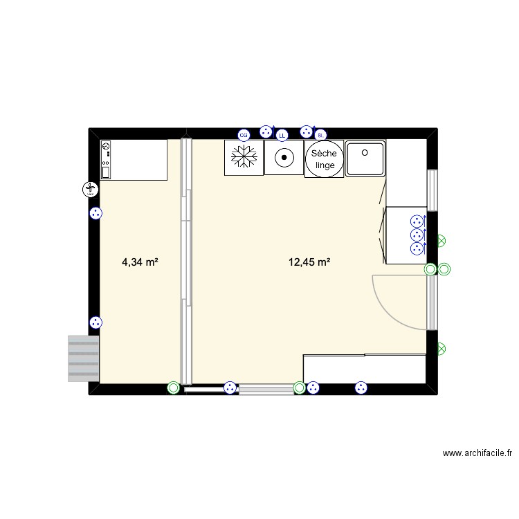 plans chaufferie. Plan de 2 pièces et 17 m2