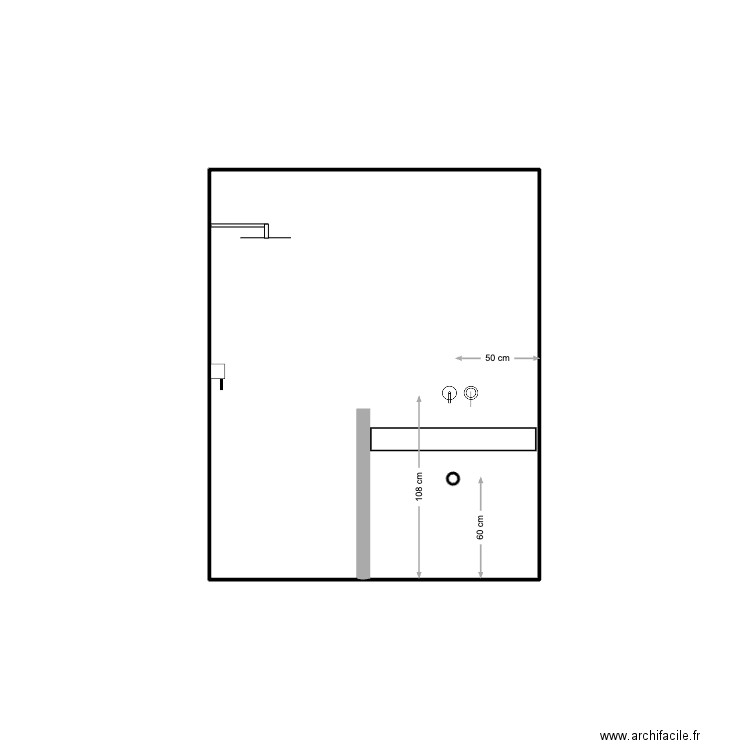 face sdb 3. Plan de 1 pièce et 5 m2