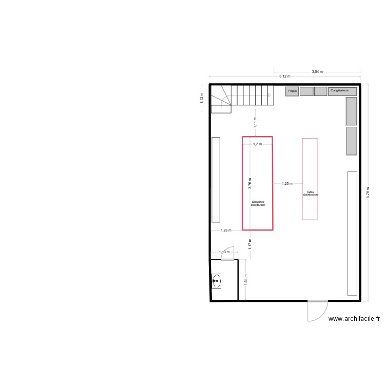 Pernes les Fontaines aménagements. Plan de 3 pièces et 57 m2