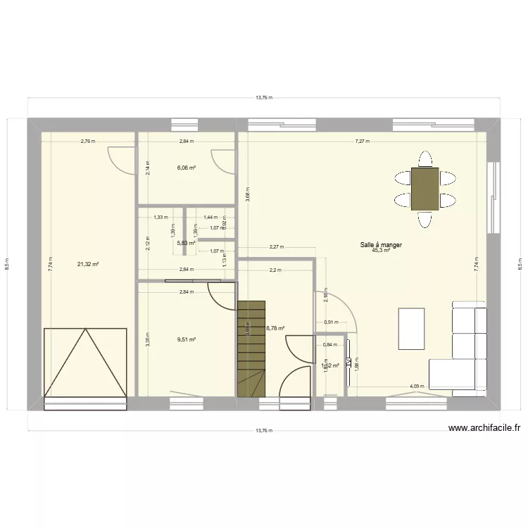 maison. Plan de 7  et 98 m²