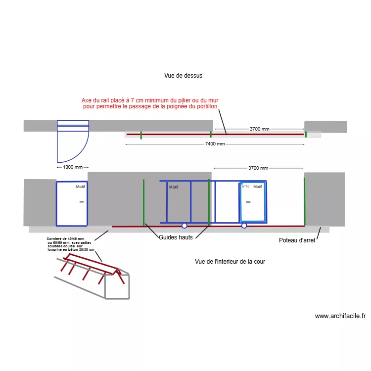 plan pose rail maçonneries 370 cm. Plan de plan pose rail maçonneries 370 cm. Plan de