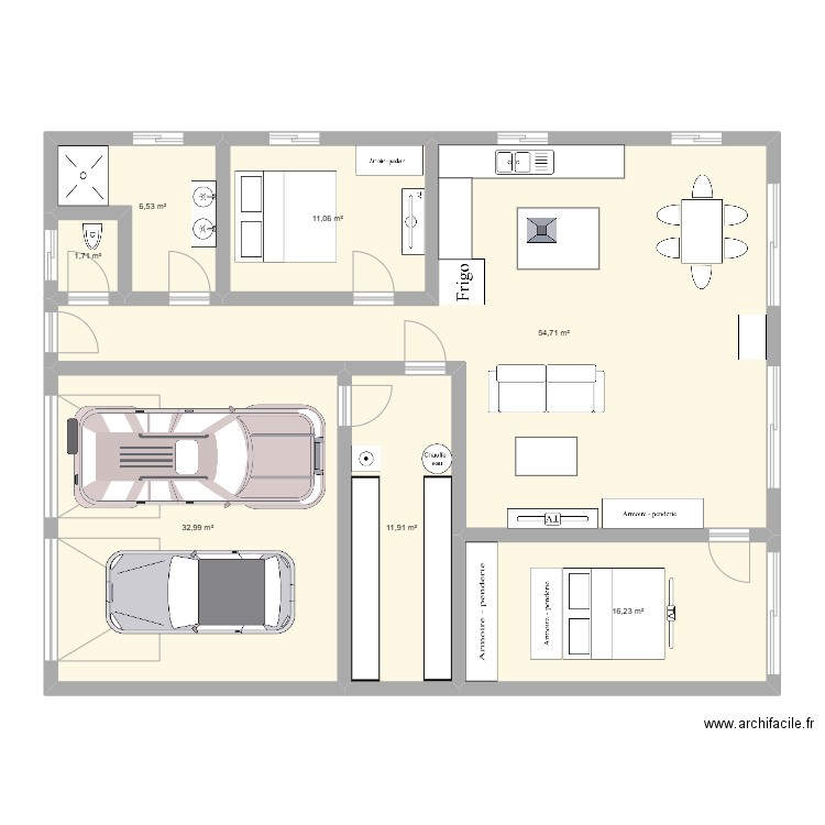 maison 2. Plan de 7 pièces et 135 m2