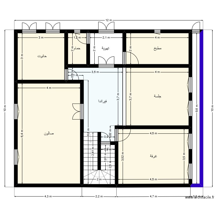 Plan de terrain 10mx12m Client 46 93 92 13. Plan de 9 pièces et 101 m2