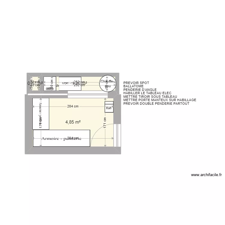 DRESSING. Plan de 3  et 6 m²