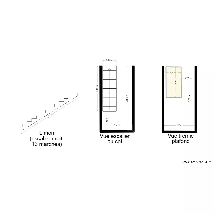 escalier combles. Plan de 