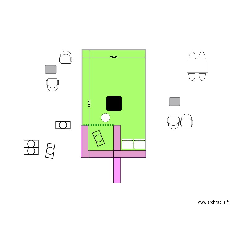 salon de thé 2. Plan de 1 pièce et 12 m2