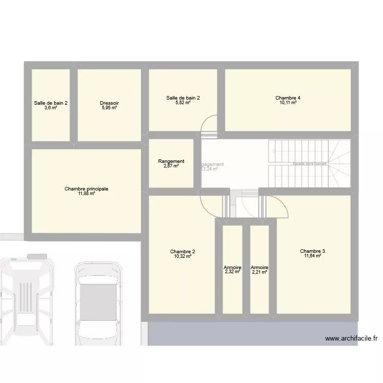Ma maison etge 4cbres 2. Plan de 19  et 146 m²