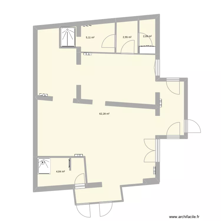 SalonSDB. Plan de 5 et 77 m² SalonSDB. Plan de 5 et 77 m²