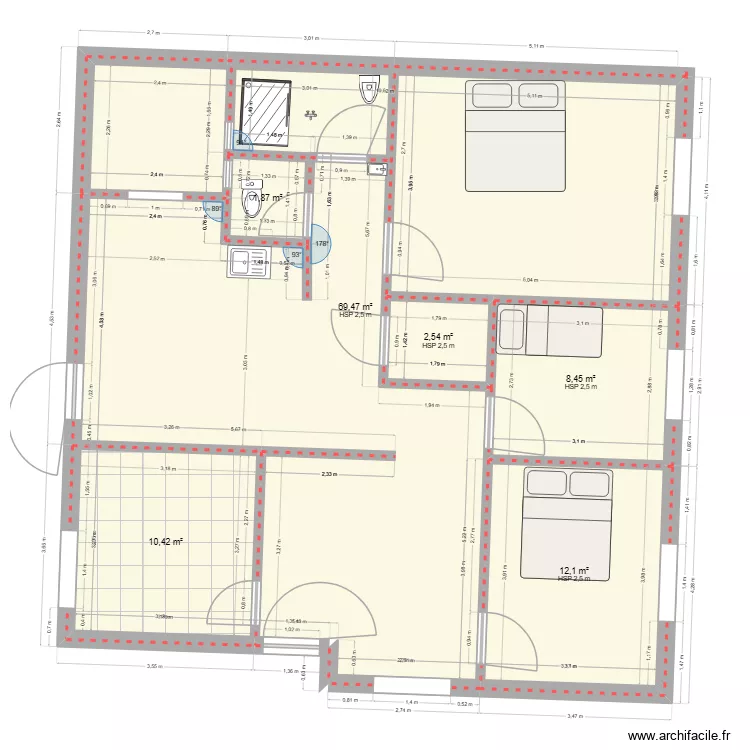 plan maison rurale. Plan de 6 Pièces et 105 m²