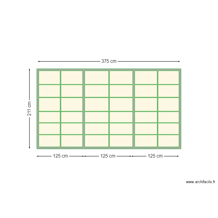 Mural 3.75 B+5. Plan de 36 pièces et 7 m2