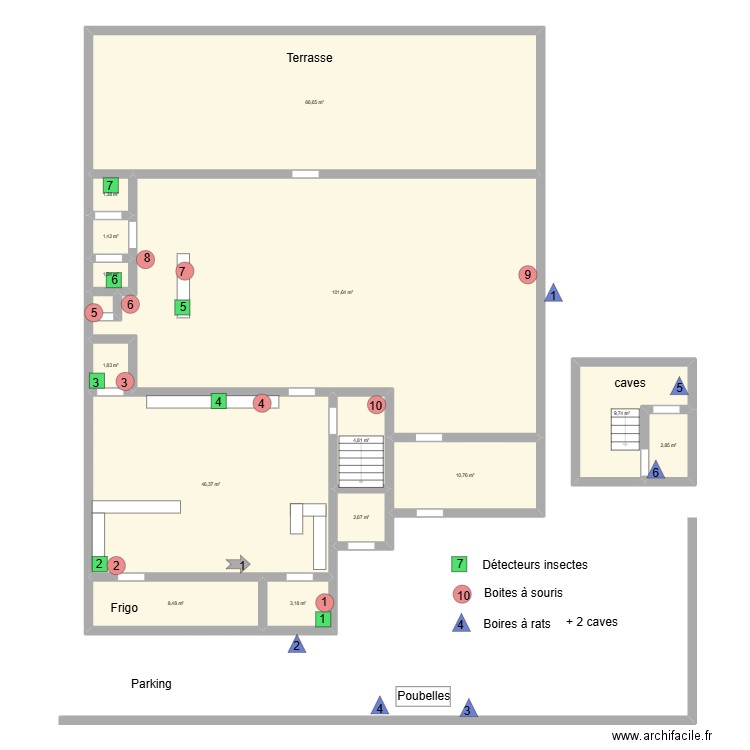 AU BORD'Ô. Plan de 14 pièces et 263 m2