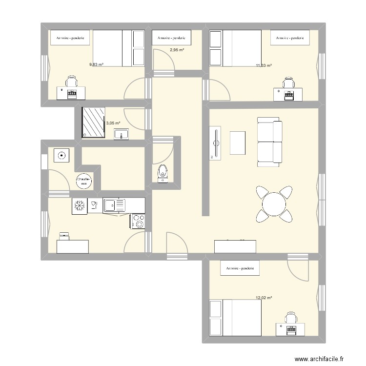 Guingamp2. Plan de 10 pièces et 88 m2