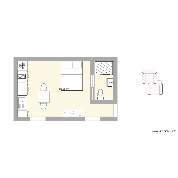 annexe1. Plan de 1 pièce et 21 m2