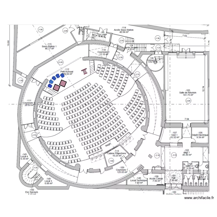 Petit Kursaal am&eacute;nagement sc&egrave;ne. Plan de 0 pièce et 0 m2
