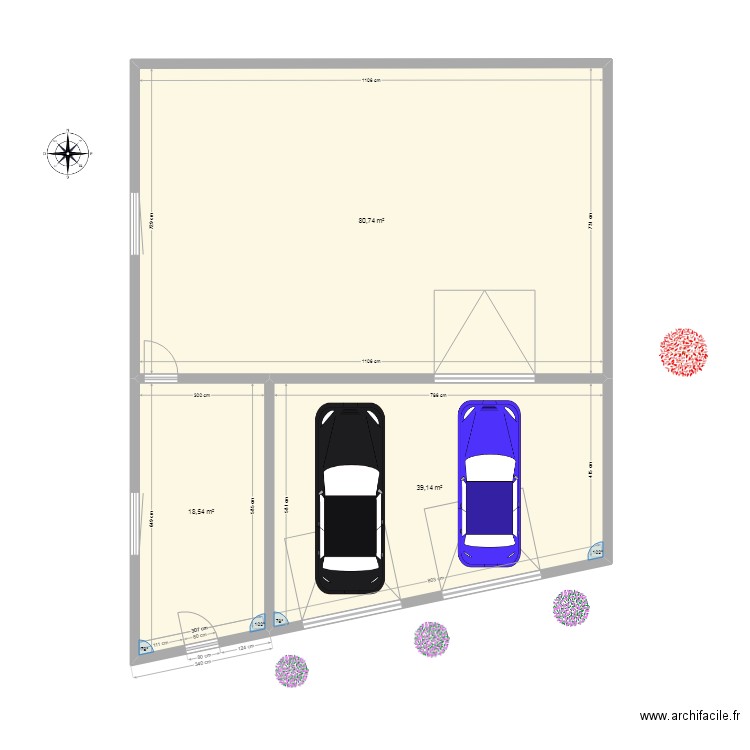 Garage Fissou double 12. Plan de 3 pièces et 138 m2