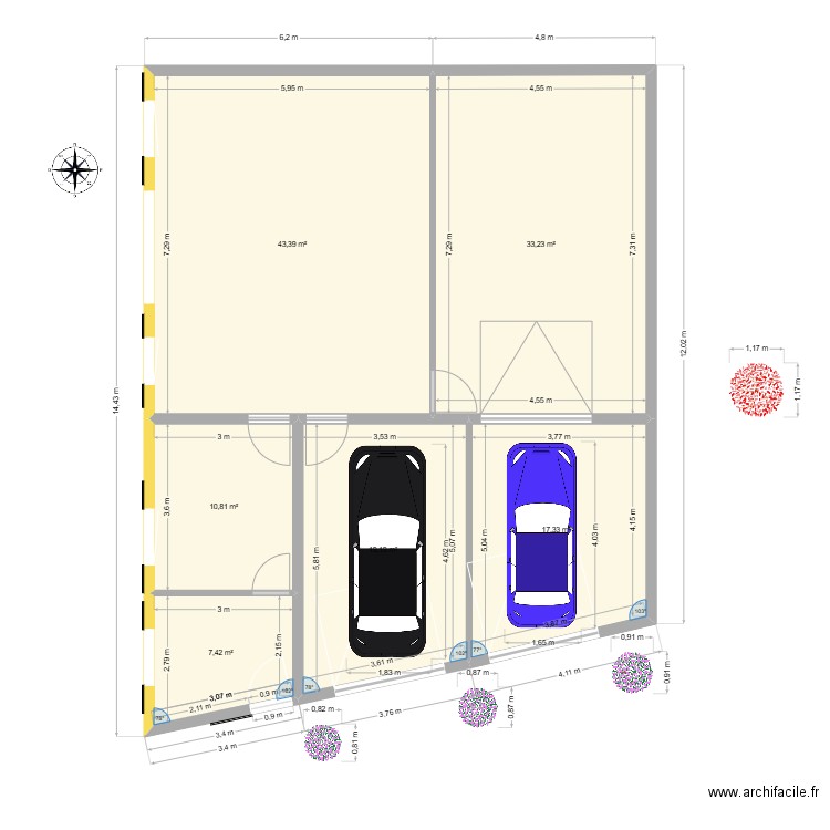 Garage Fissou double 12. Plan de 3 pièces et 138 m2