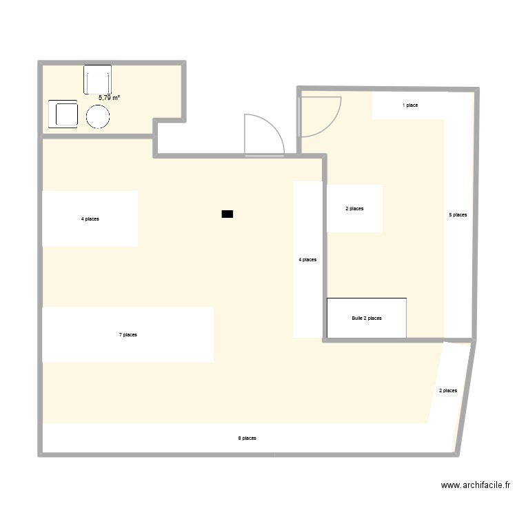 213. Plan de 3 pièces et 92 m2