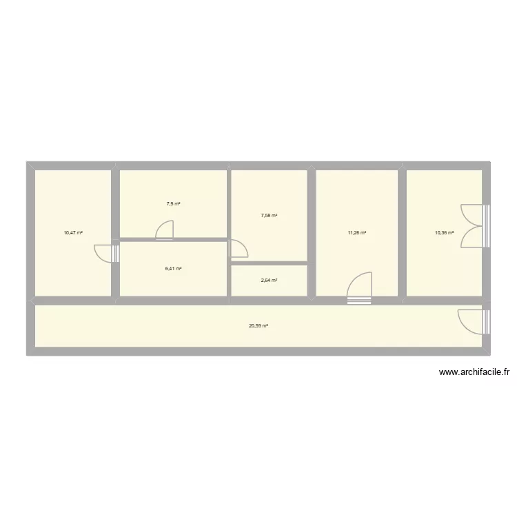 bat 197 RDC. Plan de 8  et 77 m²
