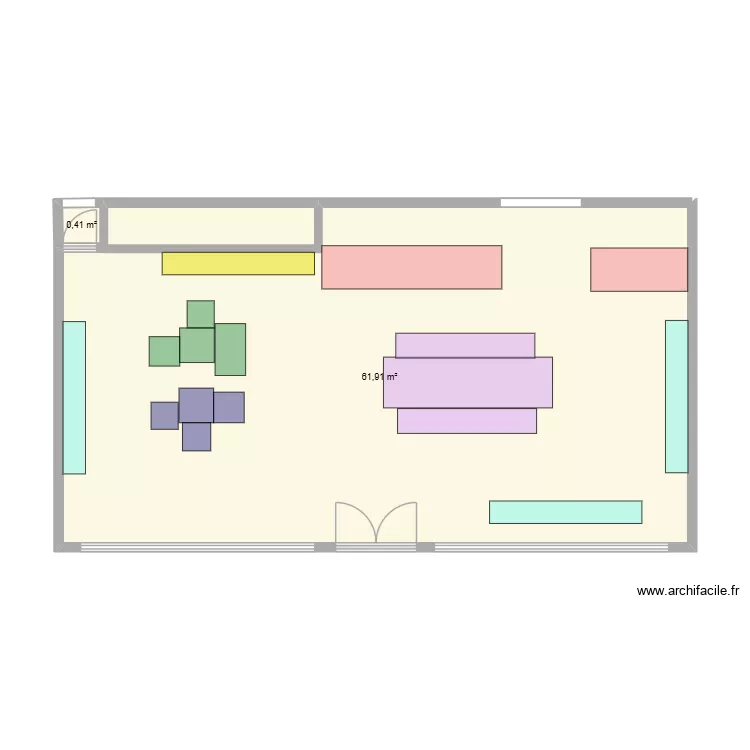 magasin. Plan de 2  et 62 m²