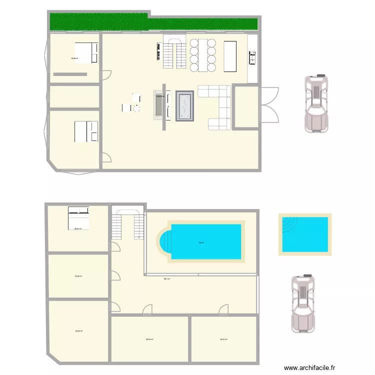 POYI  KALON. Plan de 9  et 451 m²