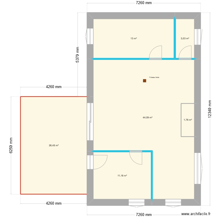 Manon v1 Etage 1. Plan de 6 pièces et 100 m2