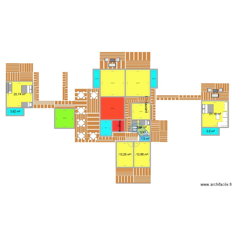 plan implantation nouvelle chambre. Plan de 17 pièces et 180 m2