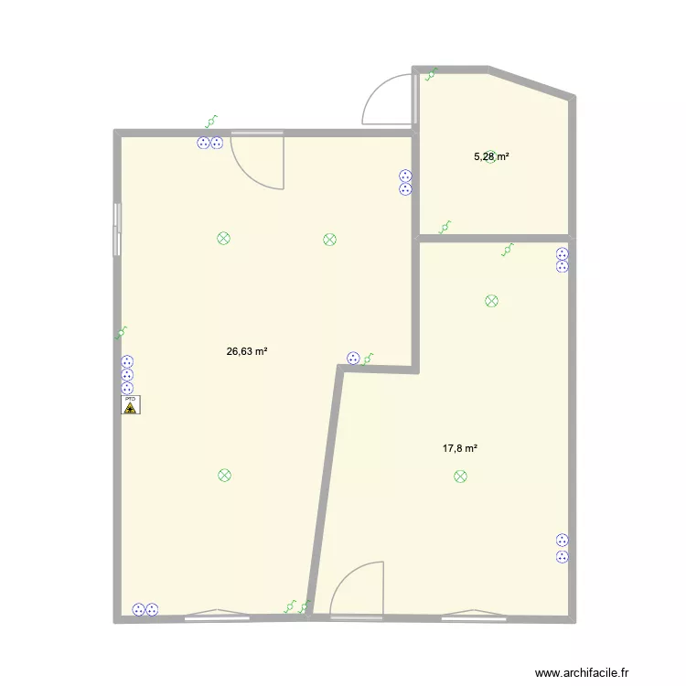 Salon/salle a manger/entrée/dégagement toilette porte cave. Plan de 3 pièces et 50 m² Salon/salle a manger/entrée/dégagement toilette porte cave. Plan de 3 pièces et 50 m²