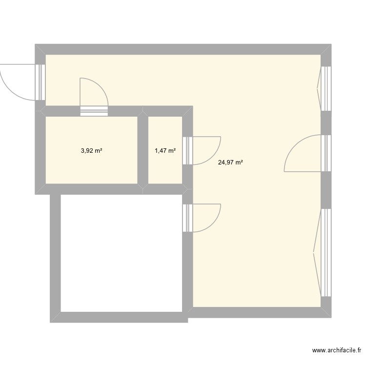 Back Apt. Plan de 3 pièces et 30 m2