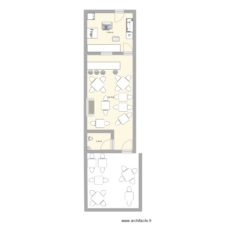 bligny. Plan de 3 pièces et 46 m2