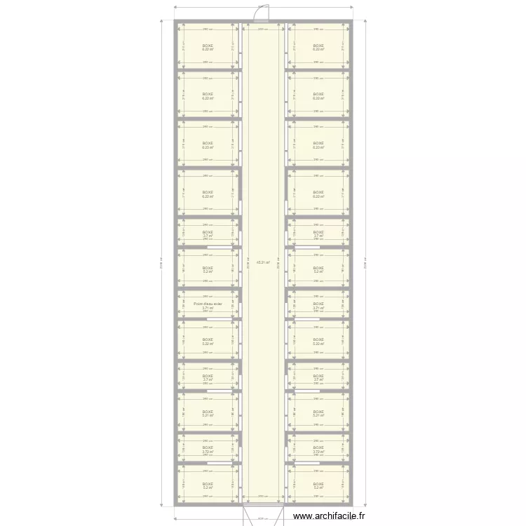 Batiment boxes chien. Plan de 