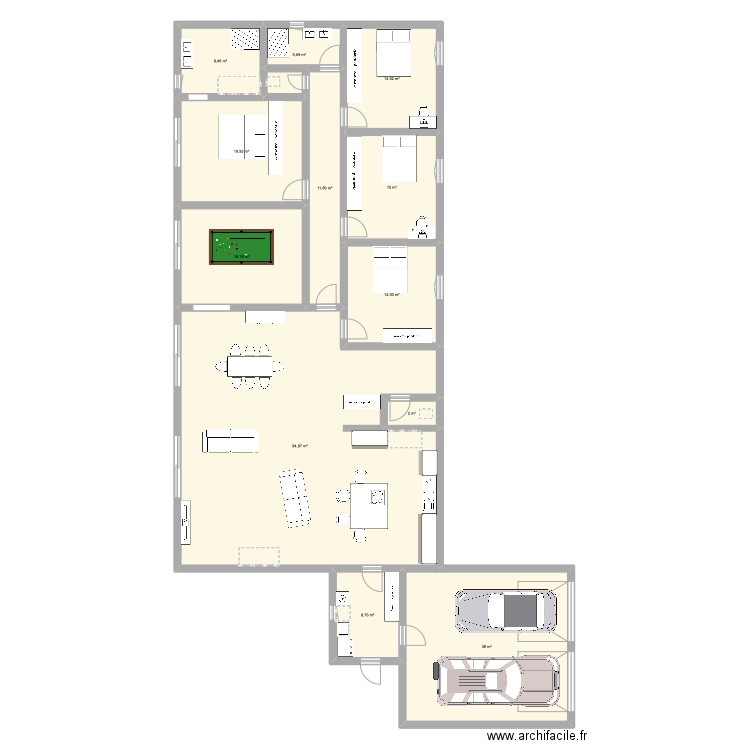 Caromb . Plan de 12 pièces et 253 m2