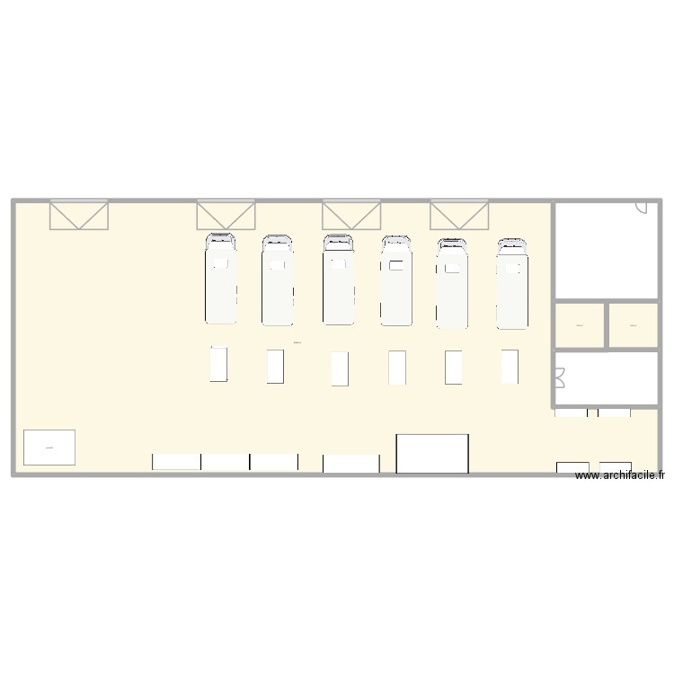 shop. Plan de 3 pièces et 849 m2