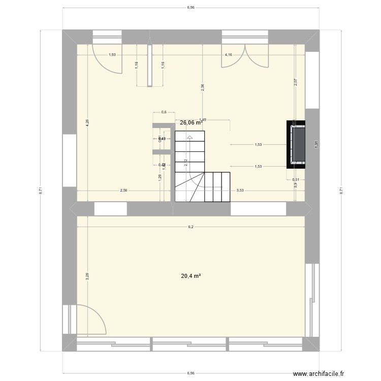 lancieux 3. Plan de 2 pièces et 46 m2