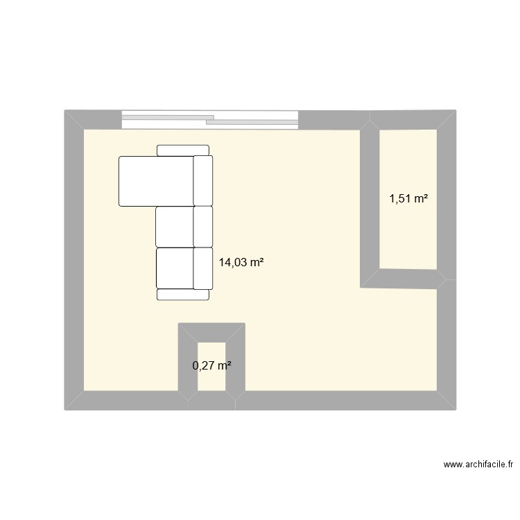 GAMBETTA. Plan de 3 pièces et 16 m2