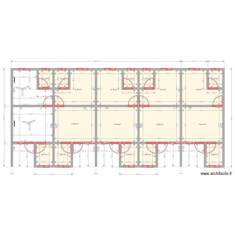 chambre salon2. Plan de 18 pièces et 96 m2
