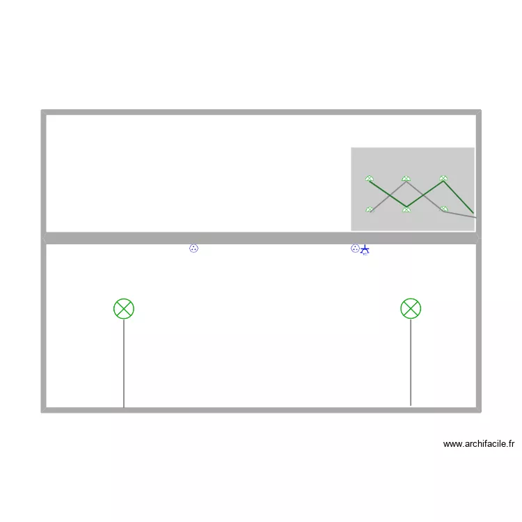 plafond RdC. Plan de 2  et 65 m²