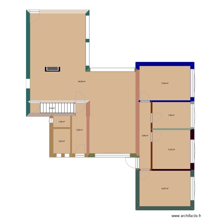 Plan maison - Rénovation. Plan de 10 pièces et 130 m2