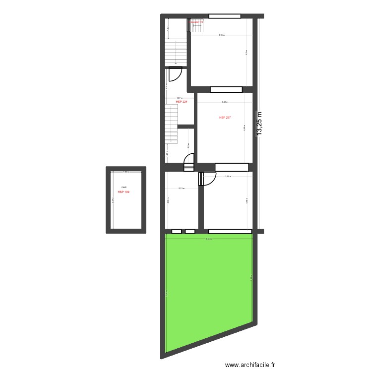 Mélèzes 82 Rez Jardin Existant. Plan de 9 pièces et 109 m2