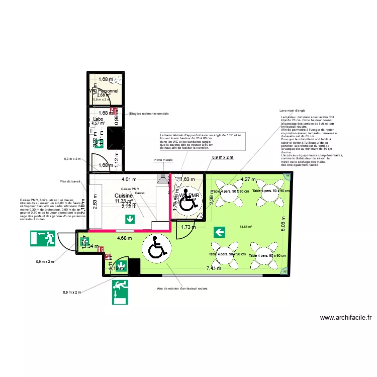 Plan d\'implantation LABAGUETTA 1.3. Plan de 7 pièces et 57 m²
