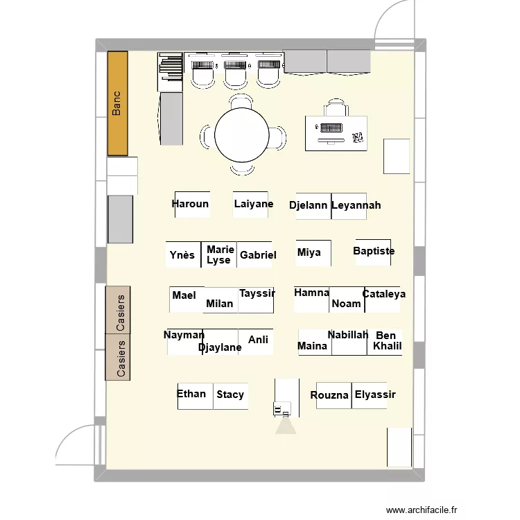 Classe P3 V2. Plan de 1  et 65 m²