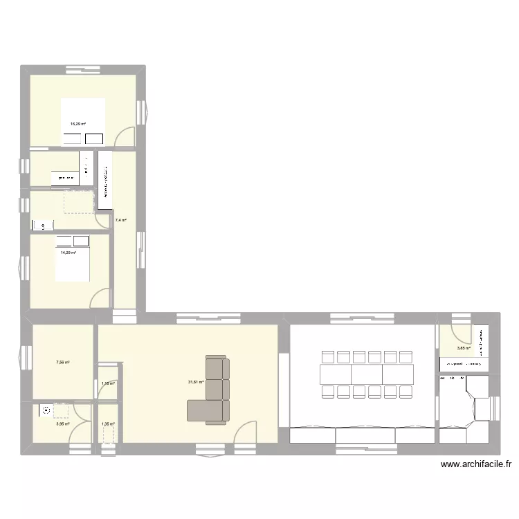 maison parents final. Plan de 9  et 87 m²
