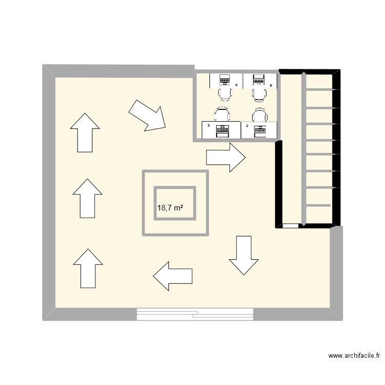 boutique. Plan de 13 pièces et 28 m2