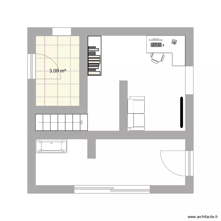 111. Plan de 1  et 3 m²