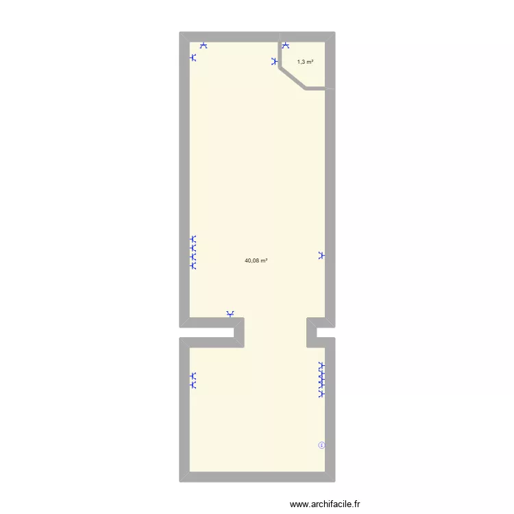 rez d chausse. Plan de 2 Pièces et 41 m²