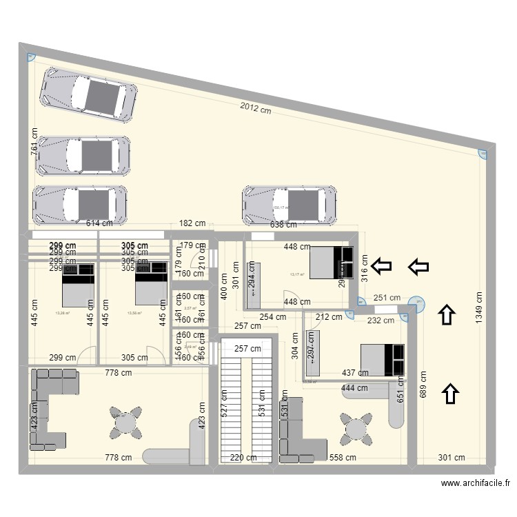 222. Plan de 12 pièces et 287 m2